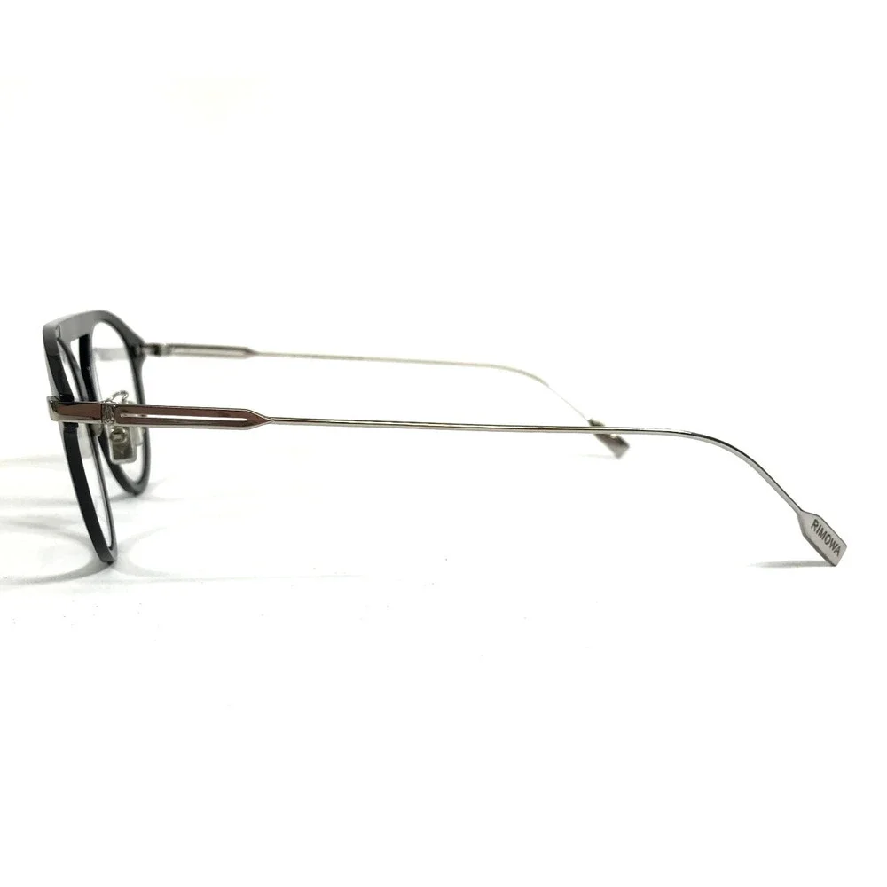 Rimowa Eyeglasses Frames RW50004U 001 Black Silver Round Full Rim 47-23-150 - Picture 5 of 13